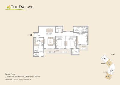 Image of 1920 Sq.ft 3 BHK Apartment / Flat for sale in Emaar The Enclave, Sector 66, Gurgaon for Rs. 31550000