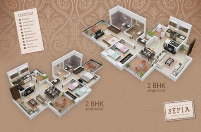 Image of 1005 Sq.ft 2 BHK Apartment / Flat for sale in Sukhwani Sepia 97 Sepia Phase III, Tathawade, Pune for Rs. 9500000