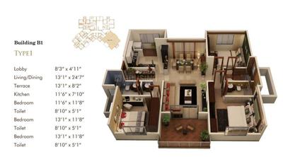 Image of 1755 Sq.ft 3 BHK Apartment / Flat for sale in Kumar Corp Princetown Royal B2, Mohammed Wadi, Pune for Rs. 16000000