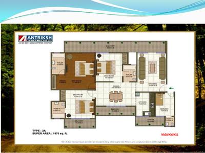 Image of 1870 Sq.ft 3.5 BHK Apartment / Flat for sale in The Antriksh Forest, Sector 77, Noida for Rs. 17000000