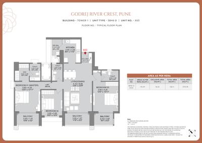Image of 1670 Sq.ft 3 BHK Apartment / Flat for sale in Godrej River Crest, Kharadi, Pune for Rs. 20700000