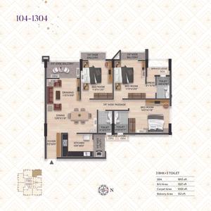 Image of 1893 Sq.ft 3 BHK Apartment / Flat for sale in Lifestyle Galaxia, Chandrasekharpur, Bhubaneswar for Rs. 18900000