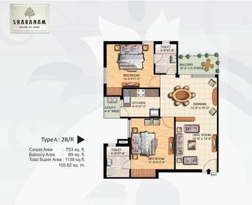 Image of 1580 Sq.ft 3 BHK Apartment / Flat for sale in Great Value Sharanam, Sector 107, Noida for Rs. 8500000