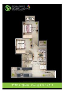 Image of 595 Sq.ft 2 BHK Apartment / Flat for sale in Global Aspire, Sector 95, Gurgaon for Rs. 4000000