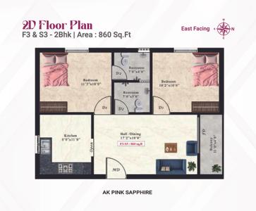 Image of 469 Sq.ft 1 BHK Apartment / Flat for sale in AK Pink Sapphire, Sembakkam, Chennai for Rs. 2814000