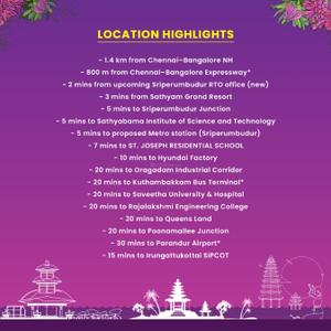 Image of 800 Sq.ft Residential Plot / Land for sale in South Edenia, Sriperumbudur, Chennai for Rs. 2239200