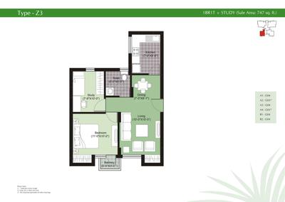 Image of 2095 Sq.ft 3 BHK Apartment / Flat for sale in Unitech Gardens, New Town, Kolkata for Rs. 20500000
