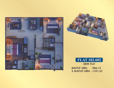 Image of 1310 Sq.ft 3 BHK Apartment / Flat for sale in Bagariya Sadhana Residency IV, Sirsi, Jaipur for Rs. 5895000