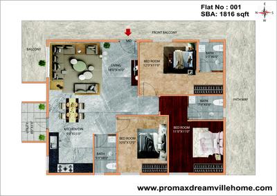 Image of 1816 Sq.ft 3 BHK Apartment / Flat for sale in Promax Dreamville Home, Narayanapura, Bengaluru for Rs. 18532385