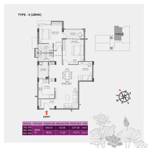 Image of 1880 Sq.ft 3 BHK Apartment / Flat for sale in Kapis Lotus Crystal, Chandrasekharpur, Bhubaneswar for Rs. 15000000