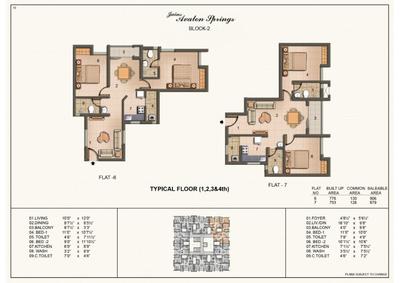 Image of 1223 Sq.ft 3 BHK Apartment / Flat for sale in Jain Avalon Springs, Nandivaram-Guduvancheri, Chennai for Rs. 6109000