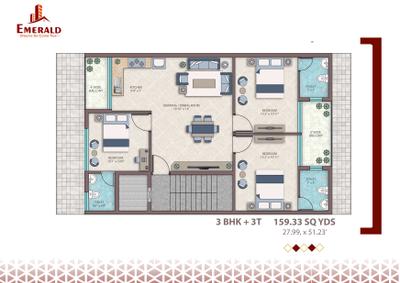 Image of 1540 Sq.ft 3 BHK Builder Floor for sale in Emarald Maple, Sector 97, Faridabad for Rs. 9000000