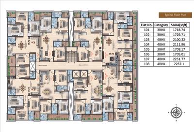 Image of 1705 Sq.ft 3 BHK Apartment / Flat for sale in The Urban Crest, Mansarovar, Jaipur for Rs. 9200000