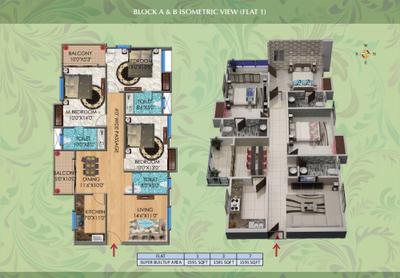 Image of 1850 Sq.ft 3 BHK Apartment / Flat for sale in Mundeshwari Orbit Tower A B C, Danapur, Patna for Rs. 14800000