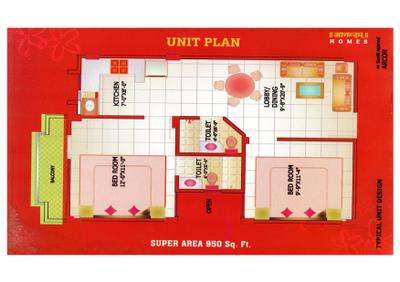 Image of 1080 Sq.ft 2 BHK Apartment / Flat for sale in Apical Anandam Homes, Green Park, Bareilly for Rs. 3200000