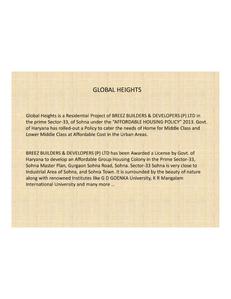 Image of 950 Sq.ft 2 BHK Apartment / Flat for sale in Breez Global Heights, Sector 33, Sohna for Rs. 5530000