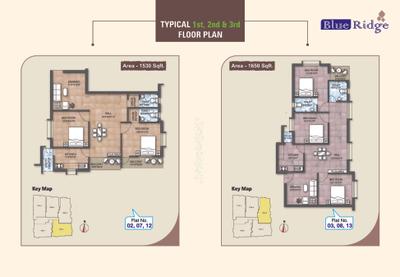 Image of 1721 Sq.ft 3 BHK Apartment / Flat for sale in Blue Ridge, Peer Muchalla, Zirakpur for Rs. 11500000