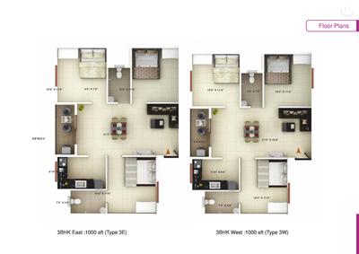 Image of 912 Sq.ft 3 BHK Apartment / Flat for sale in Icon Happy Living, Electronic City Phase 2, Bengaluru for Rs. 6500000