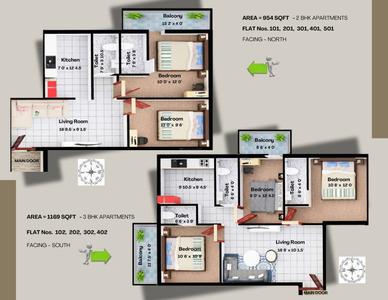 Image of 827 Sq.ft 2 BHK Apartment / Flat for sale in Sai Empire Qube, Perumanttunallur, Chennai for Rs. 5650005