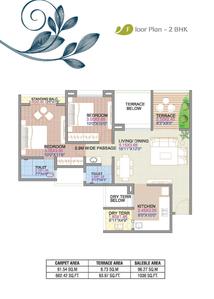 Image of 1053 Sq.ft 2 BHK Apartment / Flat for sale in Florista County, Undri, Pune for Rs. 6000000