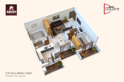 Image of 1158 Sq.ft 2 BHK Apartment / Flat for sale in Abish Square, Yeyyadi, Mangalore for Rs. 7800000