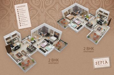 Image of 1005 Sq.ft 2 BHK Apartment / Flat for sale in Sukhwani Sepia 97 Sepia Phase III, Tathawade, Pune for Rs. 9500000