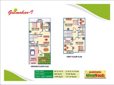 Image of 854 Sq.ft 3 BHK Apartment / Flat for sale in Mahendra Green Woods, Jatkhedi, Bhopal for Rs. 3500000