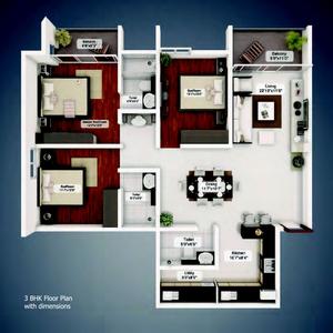 Image of 1200 Sq.ft 2 BHK Apartment / Flat for sale in Northern City B Block, Pumpwell, Mangalore for Rs. 9400000