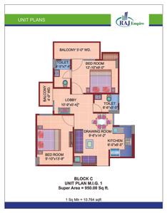 Image of 975 Sq.ft 2 BHK Apartment / Flat for sale in Javin Raj Empire, Raj Nagar Extension, Ghaziabad for Rs. 7500000