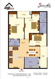 Image of 1600 Sq.ft 3 BHK Apartment / Flat for sale in AGI Jalandhar Heights 2 Extension, Pholriwal, Jalandhar for Rs. 8500000