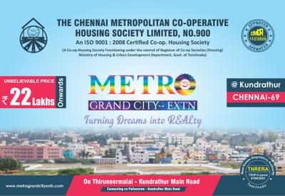 Image of 1000 Sq.ft 3.5 BHK Apartment / Flat for sale in The Chennai Metro Grand City, Kundrathur, Chennai for Rs. 8100000