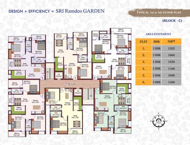 Image of 1190 Sq.ft 3 BHK Apartment / Flat for sale in Shree Ramdeo Garden Block C, Namkum, Ranchi for Rs. 5180000