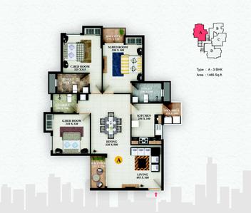 Image of 1490 Sq.ft 3 BHK Apartment / Flat for sale in Olive Ourania, Edappally, Kochi for Rs. 12500000
