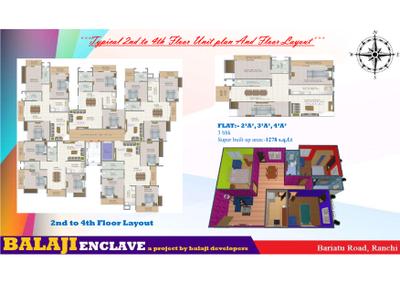 Image of 1300 Sq.ft 3 BHK Apartment / Flat for sale in Balaji Enclave, Bariatu, Ranchi for Rs. 6500000
