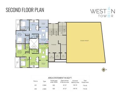 Image of 1000 Sq.ft 2 BHK Apartment / Flat for sale in Lanke Westen Tower, Wakad, Pune for Rs. 8500000