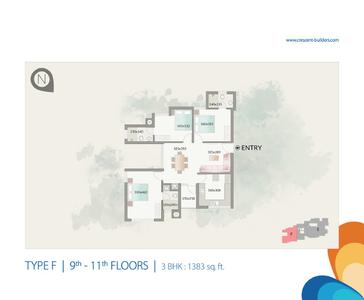 Image of 1104 Sq.ft 2 BHK Apartment / Flat for sale in Crescent Zinnia, Pottammal, Kozhikode for Rs. 7000000