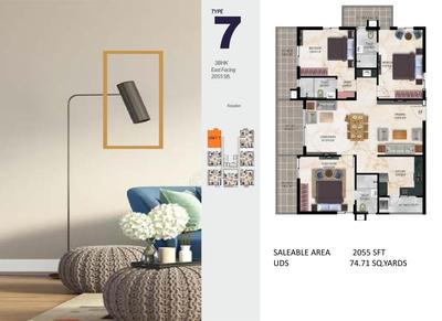 Image of 1820 Sq.ft 3 BHK Apartment / Flat for sale in Maram Katam Jayasree, Karmanghat, Hyderabad for Rs. 13129500