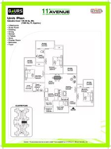 Image of 890 Sq.ft 2 BHK Apartment / Flat for sale in Gaurs 11th Avenue, Noida Extension, Greater Noida for Rs. 7950000