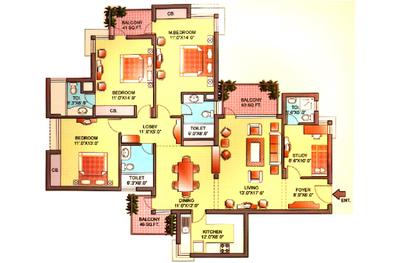 Image of 1800 Sq.ft 3 BHK Apartment / Flat for sale in Orchid Petals, Sector 49, Gurgaon for Rs. 31000000
