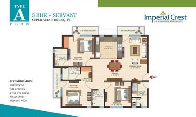 Image of 2440 Sq.ft 4 BHK Apartment / Flat for sale in Gandharva Imperial Crest, Vrindavan Yojana, Lucknow for Rs. 20000000