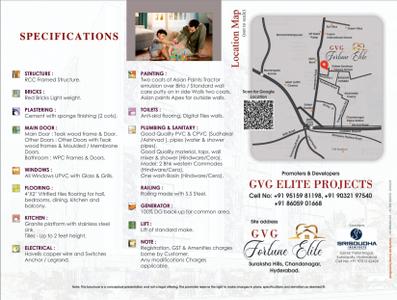 Image of 1125 Sq.ft 2 BHK Apartment / Flat for sale in GVG Fortune Elite, Chandanagar, Hyderabad for Rs. 6600000