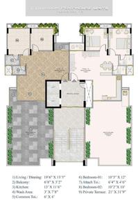 Image of 1242 Sq.ft 2 BHK Apartment / Flat for sale in Maitri Tower, Motera, Ahmedabad for Rs. 6400000