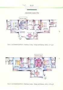 Image of 1400 Sq.ft 3 BHK Apartment / Flat for sale in DLF Ridgewood Estate, DLF Phase 4, Gurgaon for Rs. 31000000