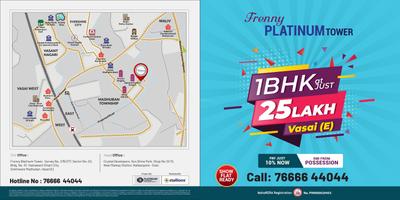 Image of 630 Sq.ft 1 BHK Apartment / Flat for sale in Frenny Platinum Tower, Vasai East, Vasai for Rs. 2980000