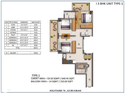 Image of 542 Sq.ft 2 BHK Apartment / Flat for sale in Riseonic Solitaire 70, Sector 70, Gurgaon for Rs. 8200000