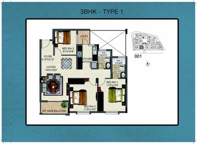 Image of 1455 Sq.ft 3 BHK Apartment / Flat for sale in MIMS Habitat by MIMS Builders, Hennur, Bengaluru for Rs. 11600000