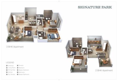 Image of 1001 Sq.ft 2 BHK Apartment / Flat for sale in Shree Signature Park G And H Building, Thergaon, Pune for Rs. 6200000