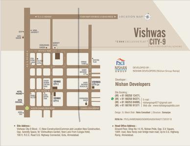 Image of 1000 Sq.ft 2 BHK Apartment / Flat for sale in Nishan Vishwas City 9 Block C, Gota, Ahmedabad for Rs. 6500000