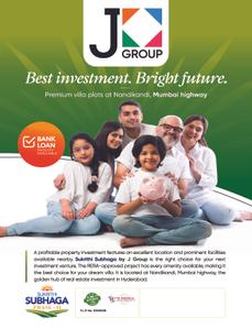 Image of 147 Sq.ft Residential Plot / Land for sale in J Group Sukrithi Subhaga Phase 2, Veltur, Sangareddy for Rs. 3072300