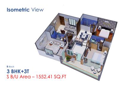 Image of 1310 Sq.ft 3 BHK Apartment / Flat for sale in Ashiana Shakti Tower by  Ashiana Marketing And Construction Pvt Ltd, Anisabad, Patna for Rs. 11735000